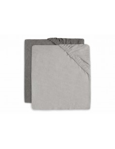 Lot de 2 Draps housse en jersey de coton Gris Clair et...