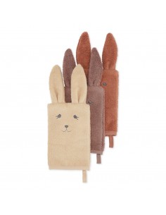 Lot de 3 Gants de toilette Lapin