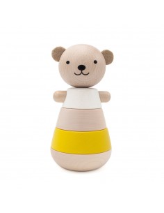 Jouet Ours en bois pyramide empilable Jaune
