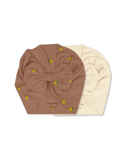 Lot de 2 Turbans Bonnet pour bébé Bambi Lemon et Vanille