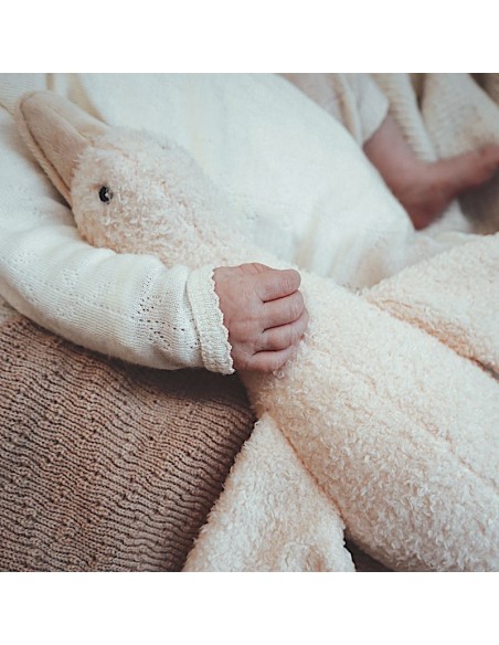 Peluche réconfortante musicale et bruits blancs Petite Oie Liva crème