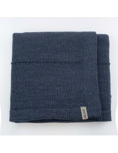 Couverture pour bébé en Laine de Mérinos 75 x 100 Bleu...