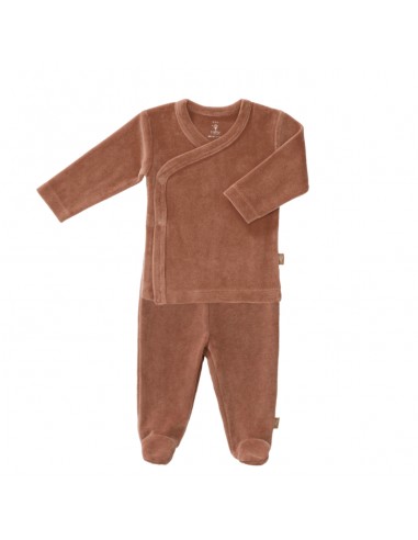 Pyjama 2 pièces naissance en Velours Marron