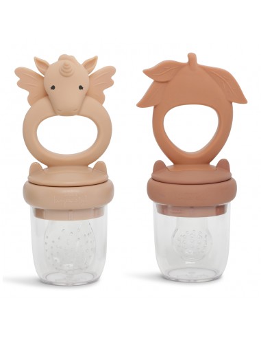 Tétine Grignoteuse - Lot de 2 - Licorne et Citron Rose Sand/Brown Clay