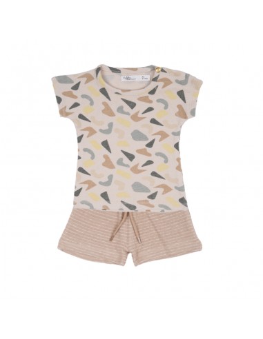 Ensemble T-shirt Jord Rivera et Short Rayé Beige