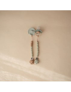 Attache tétine Hera en perles silicone Vert Sage 2