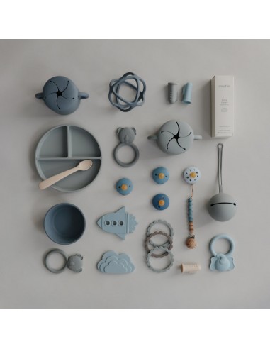 Attache tétine Hera en perles silicone Bleu...