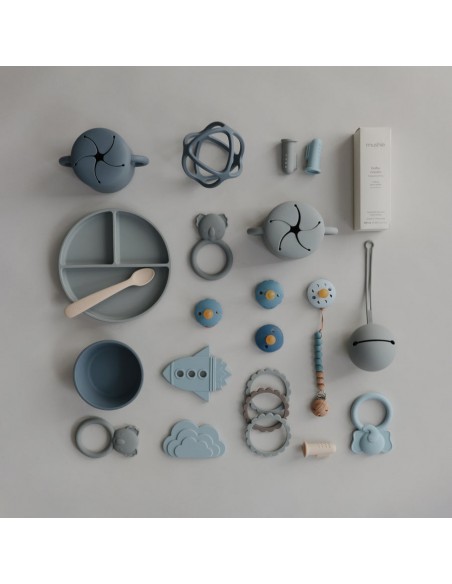 Attache tétine Hera en perles silicone Bleu Tradewinds