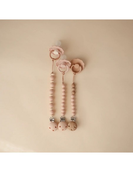 Attache tétine Luna en perles silicone Rose Blush
