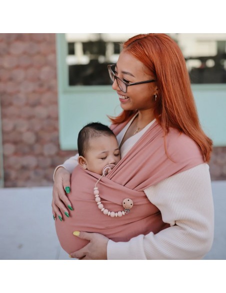 Attache tétine Luna en perles silicone Rose Blush