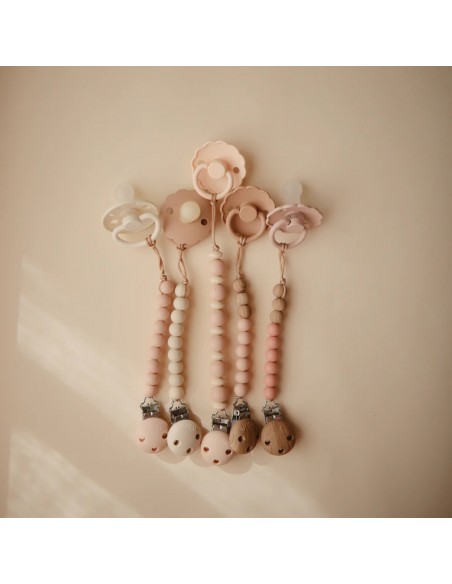 Attache tétine Luna en perles silicone Rose Blush