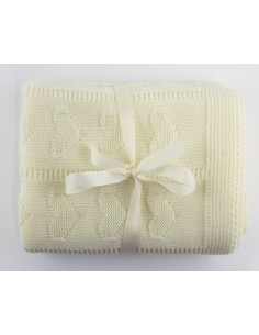 Couverture pour bébé en Laine de Mérinos 75 x 100 Crème... 2