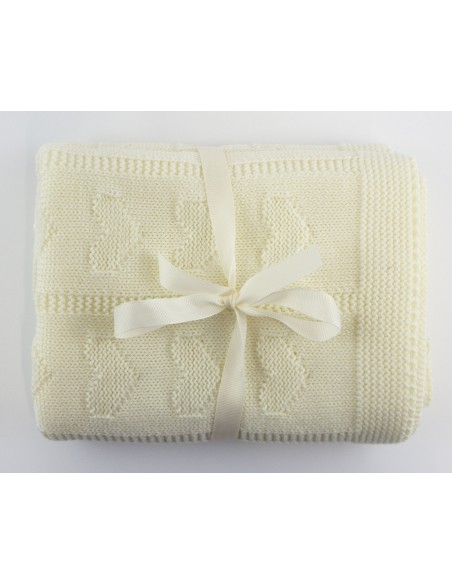 Couverture pour bébé en Laine de Mérinos 75 x 100 Crème Hearts
