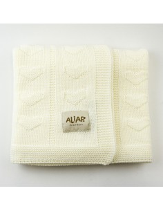 Couverture pour bébé en Laine de Mérinos 75 x 100 Crème...