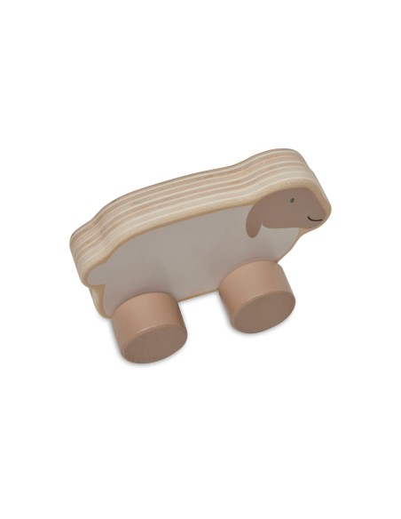 Mouton en bois jouet à pousser