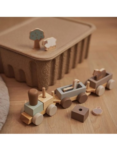 Premier Train en Bois Animaux de la Ferme