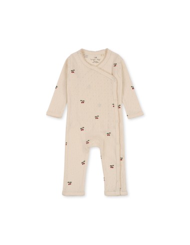 Combinaison Pyjama croisé à manches longues en coton biologique Jacquard Cherry