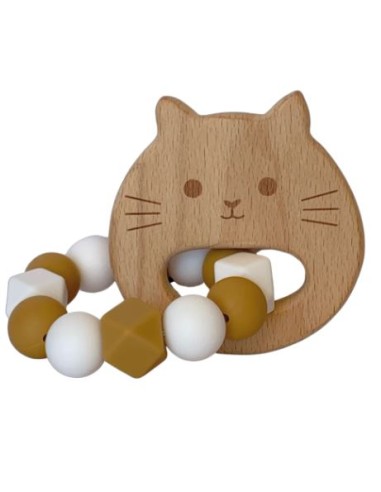 Jouet de dentition Petit Chat bois et silicone