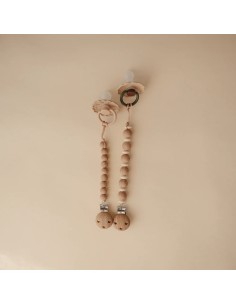 Attache tétine Luna en perles silicone Wood 2