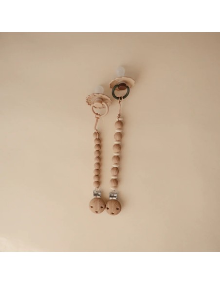 Attache tétine Luna en perles silicone Wood
