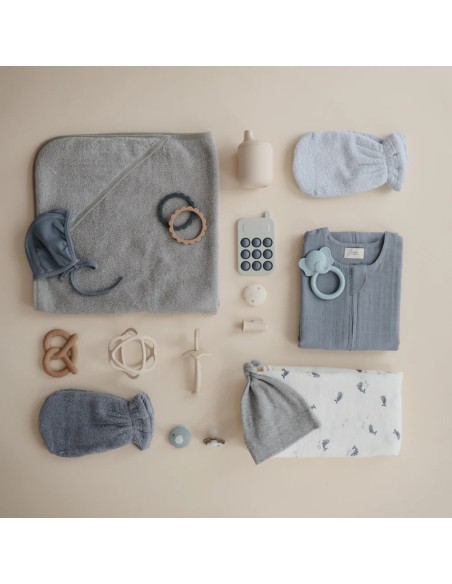 Grand Lange coton bio imprimé Whales Mushie 120x120cm