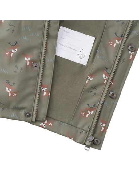 Imperméable à capuche Kaki Faons