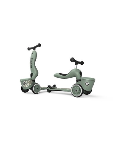 Porteur et trottinette enfant, 2 en 1, coloris vert forêt