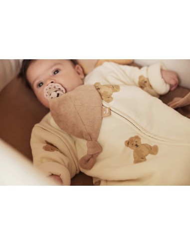 Doudou attache-tétine Feuille Biscuit