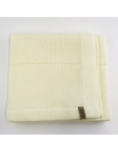 Couverture pour bébé en Laine de Mérinos 75 x 100 Crème