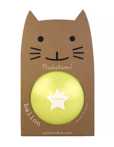 Grand Ballon Pailleté Jaune Chat 22 cm - Ratatam