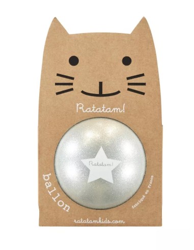 Ballon Pailleté Argent Chat 15 cm - Ratatam