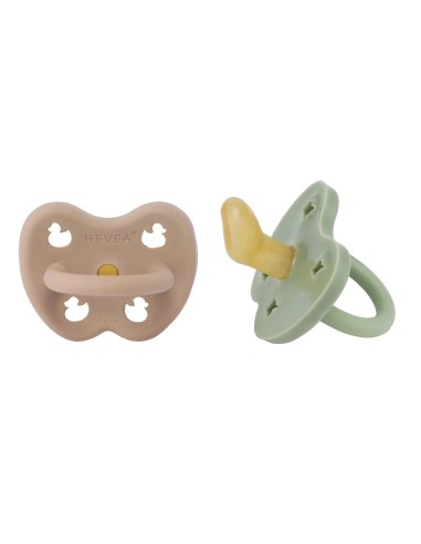 Lot de 2 Tétines physiologiques en caoutchouc naturel Tag Beige & Moss Green