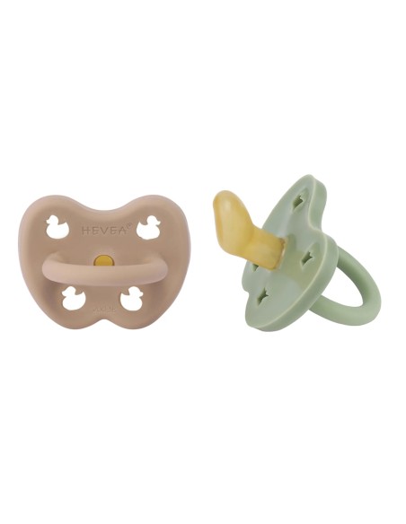 Lot de 2 Tétines physiologiques en caoutchouc naturel Tag Beige & Moss Green