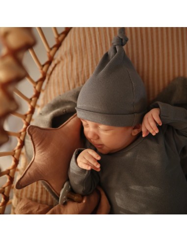 Bonnet de Naissance en Coton Biologique Bleu...
