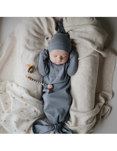 Bonnet de Naissance en Coton Biologique Bleu...