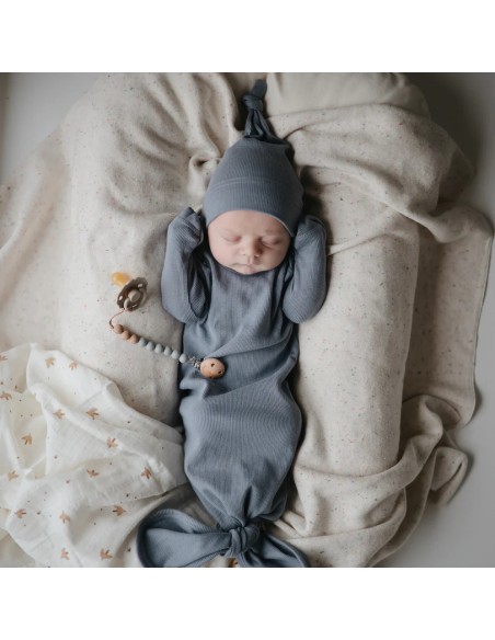 Bonnet de Naissance en Coton Biologique Bleu Tradewinds