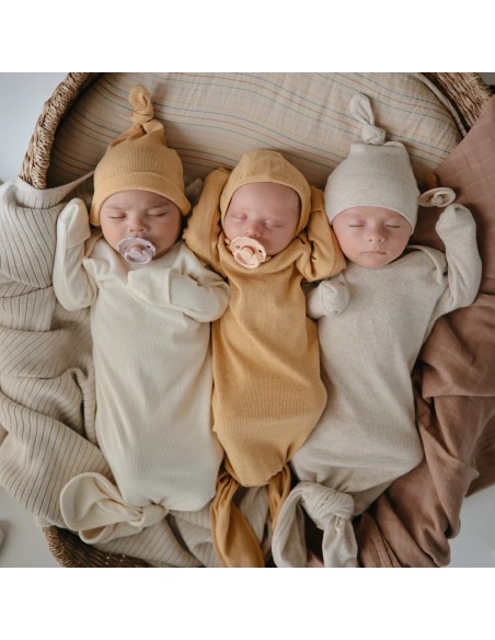 Bonnet de Naissance en Coton Biologique Moutarde