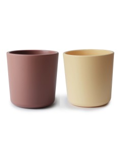 Lot de 2 Gobelets Mushie Vieux Rose et jaune pâle