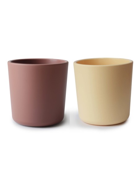Lot de 2 Gobelets Mushie Vieux Rose et jaune pâle