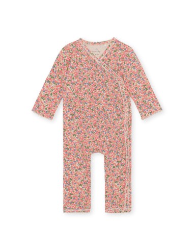 Combinaison Pyjama croisé en coton biologique Jardin Rouge