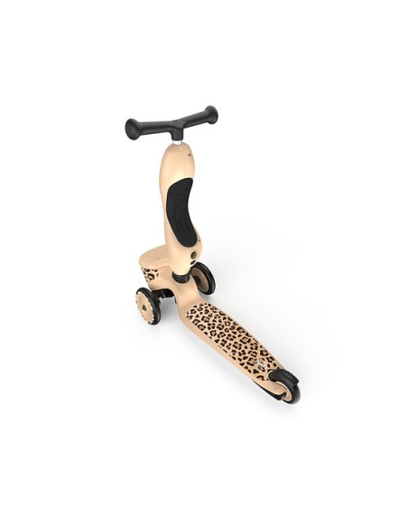 Porteur 2 en 1 évolutif en trottinette 1 à 5 ans Beige Léopard avec rangement