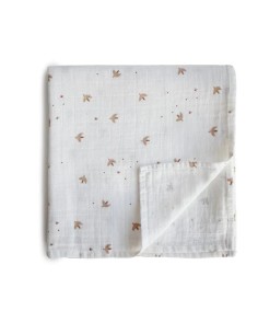 Grand Lange coton bio imprimé Oiseaux Sparrow Mushie...