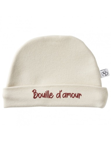 Bonnet de Naissance Sable "Bouille d'amour"