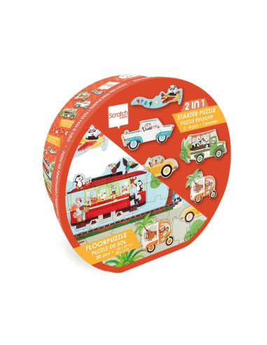 Puzzle de Sol Évolutif 2 en 1 Véhicules