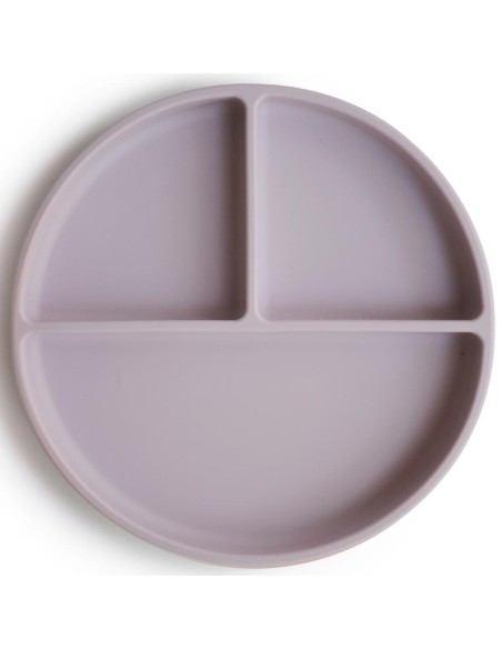 Assiette à compartiments Mushie en silicone souple anti-glisse Lilas
