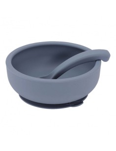 Bol Ventousé Bleu avec Couvercle et Cuillère 2