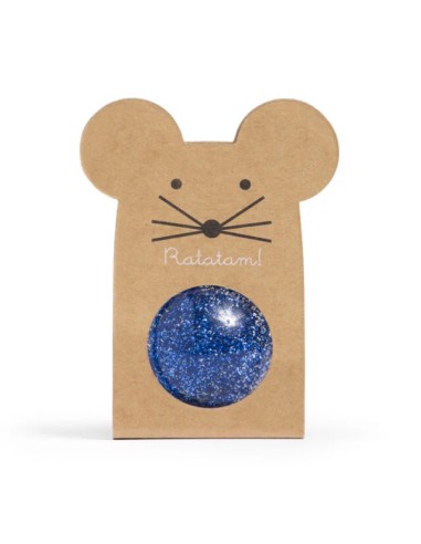 Balle Rebondissante Pailleté Bleu Souris - Ratatam