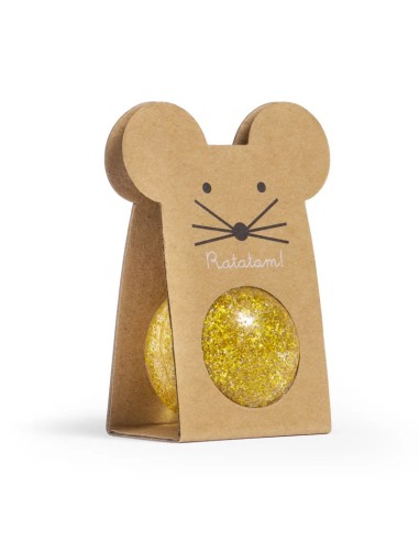 Balle Rebondissante Pailleté Doré Souris - Ratatam
