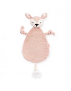Doudou attache-tétine Biche Rose