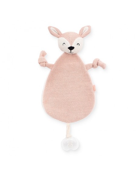 Doudou attache-tétine Biche Rose